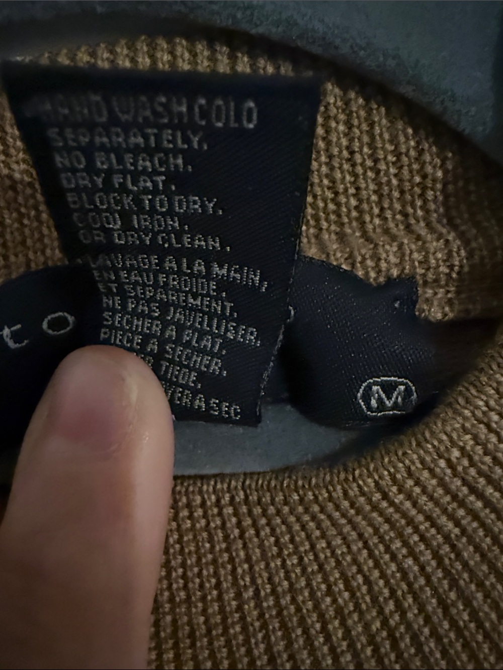 Toscano 100% Merino Wool Mock Neck Sweater Mens M Camel Brown Italy - Picture 5 of 8